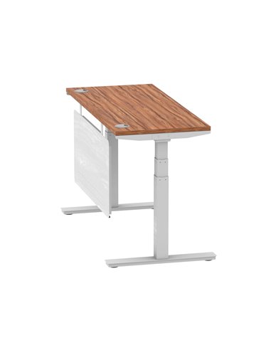 Dynamic Air Modesty 1400 x 600mm Height Adjustable Office Desk Walnut Top Cable Ports Modesty Panel HA01366