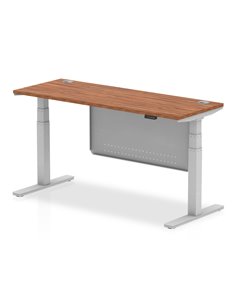 Dynamic Air Modesty 1600 x 600mm Height Adjustable Office Desk Walnut Top Cable Ports Modesty Panel HA01367