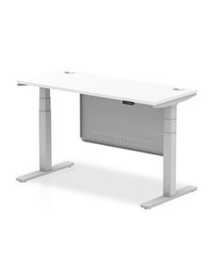 Dynamic Air Modesty 1400 x 600mm Height Adjustable Office Desk White Top Cable Ports Modesty Panel HA01370