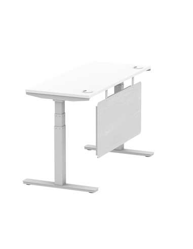 Dynamic Air Modesty 1400 x 600mm Height Adjustable Office Desk White Top Cable Ports Modesty Panel HA01370