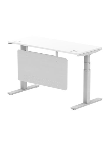 Dynamic Air Modesty 1400 x 600mm Height Adjustable Office Desk White Top Cable Ports Modesty Panel HA01370