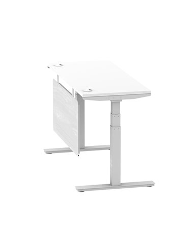 Dynamic Air Modesty 1400 x 600mm Height Adjustable Office Desk White Top Cable Ports Modesty Panel HA01370
