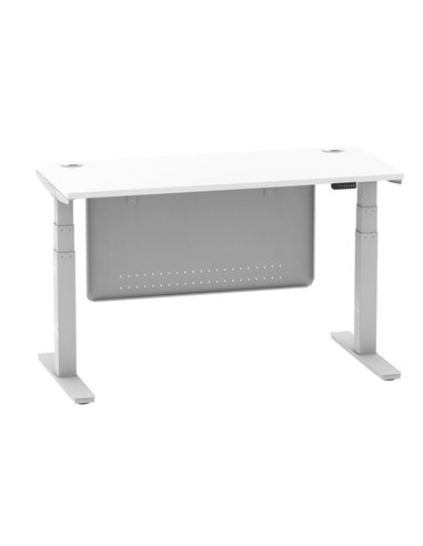 Dynamic Air Modesty 1400 x 600mm Height Adjustable Office Desk White Top Cable Ports Modesty Panel HA01370