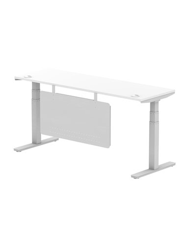 Dynamic Air Modesty 1800 x 600mm Height Adjustable Office Desk White Top Cable Ports Modesty Panel HA01372