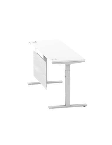Dynamic Air Modesty 1800 x 600mm Height Adjustable Office Desk White Top Cable Ports Modesty Panel HA01372