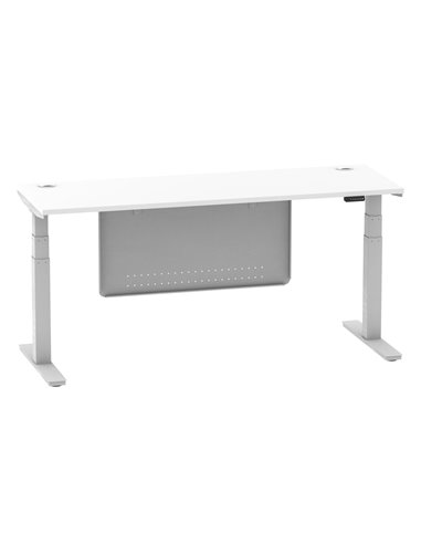 Dynamic Air Modesty 1800 x 600mm Height Adjustable Office Desk White Top Cable Ports Modesty Panel HA01372