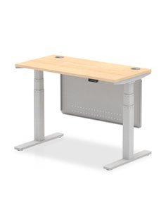 Dynamic Air Modesty 1200 x 600mm Height Adjustable Office Desk Maple Top Cable Ports Modesty Panel HA01373