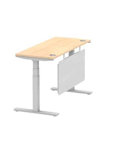Dynamic Air Modesty 1400 x 600mm Height Adjustable Office Desk Maple Top Cable Ports Modesty Panel HA01374