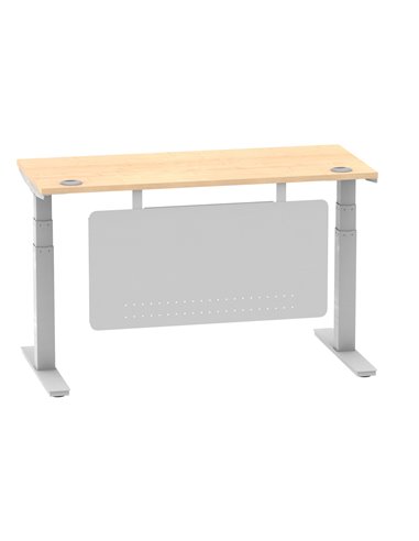 Dynamic Air Modesty 1400 x 600mm Height Adjustable Office Desk Maple Top Cable Ports Modesty Panel HA01374