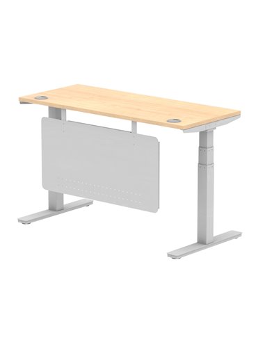 Dynamic Air Modesty 1400 x 600mm Height Adjustable Office Desk Maple Top Cable Ports Modesty Panel HA01374