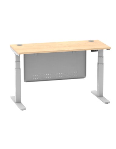 Dynamic Air Modesty 1400 x 600mm Height Adjustable Office Desk Maple Top Cable Ports Modesty Panel HA01374