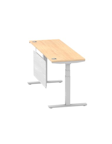 Dynamic Air Modesty 1800 x 600mm Height Adjustable Office Desk Maple Top Cable Ports Modesty Panel HA01376