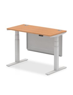 Dynamic Air Modesty 1200 x 600mm Height Adjustable Office Desk Oak Top Cable Ports Modesty Panel HA01377