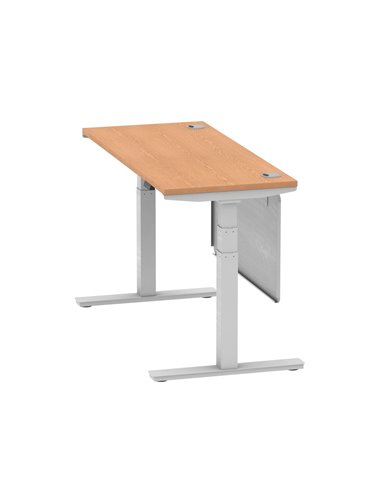 Dynamic Air Modesty 1400 x 600mm Height Adjustable Office Desk Oak Top Cable Ports Modesty Panel HA01378