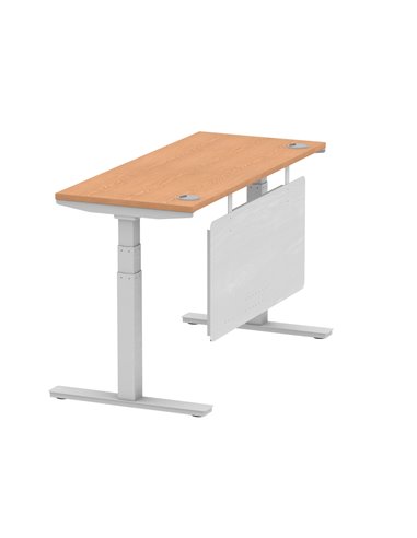 Dynamic Air Modesty 1400 x 600mm Height Adjustable Office Desk Oak Top Cable Ports Modesty Panel HA01378
