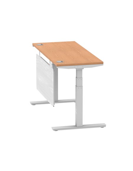 Dynamic Air Modesty 1400 x 600mm Height Adjustable Office Desk Oak Top Cable Ports Modesty Panel HA01378 - pic 77992 | FastDaddyshop