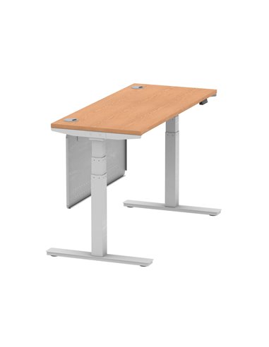 Dynamic Air Modesty 1400 x 600mm Height Adjustable Office Desk Oak Top Cable Ports Modesty Panel HA01378