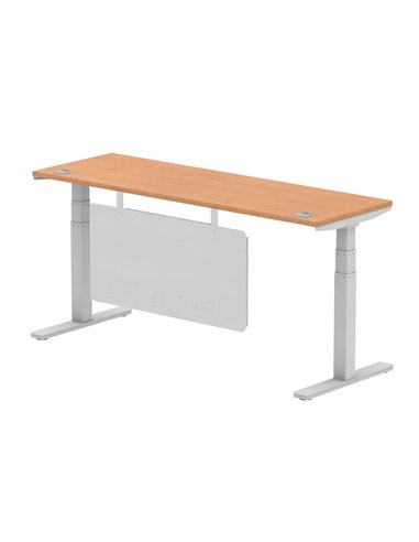 Dynamic Air Modesty 1800 x 600mm Height Adjustable Office Desk Oak Top Cable Ports Modesty Panel HA01380