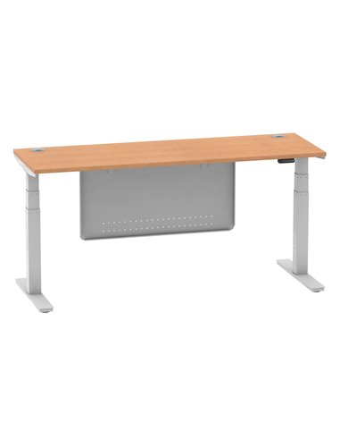 Dynamic Air Modesty 1800 x 600mm Height Adjustable Office Desk Oak Top Cable Ports Modesty Panel HA01380