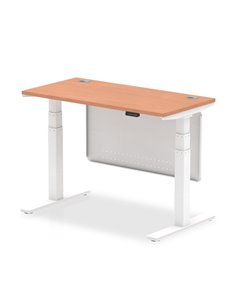 Dynamic Air Modesty 1200 x 600mm Height Adjustable Office Desk Beech Top Cable Ports Modesty Panel HA01381