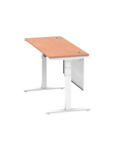 Dynamic Air Modesty 1400 x 600mm Height Adjustable Office Desk Beech Top Cable Ports Modesty Panel HA01382