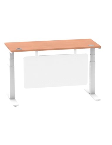 Dynamic Air Modesty 1400 x 600mm Height Adjustable Office Desk Beech Top Cable Ports Modesty Panel HA01382