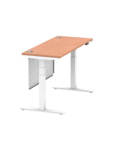 Dynamic Air Modesty 1400 x 600mm Height Adjustable Office Desk Beech Top Cable Ports Modesty Panel HA01382