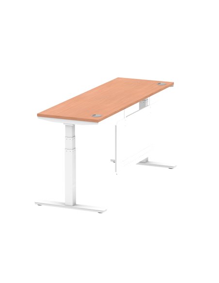 Dynamic Air Modesty 1800 x 600mm Height Adjustable Office Desk Beech Top Cable Ports Modesty Panel HA01384 - pic 78016 | FastDaddyshop
