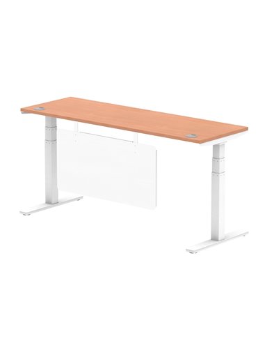 Dynamic Air Modesty 1800 x 600mm Height Adjustable Office Desk Beech Top Cable Ports Modesty Panel HA01384