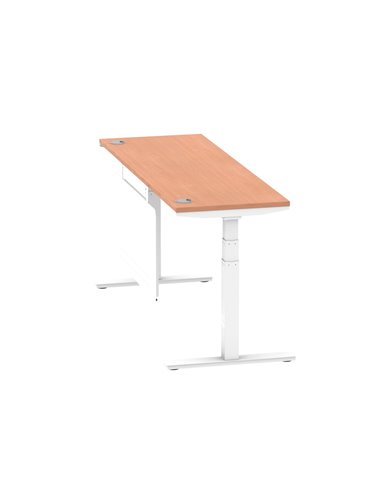 Dynamic Air Modesty 1800 x 600mm Height Adjustable Office Desk Beech Top Cable Ports Modesty Panel HA01384