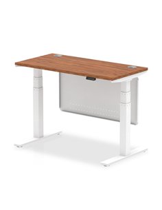 Dynamic Air Modesty 1200 x 600mm Height Adjustable Office Desk Walnut Top Cable Ports Modesty Panel HA01385