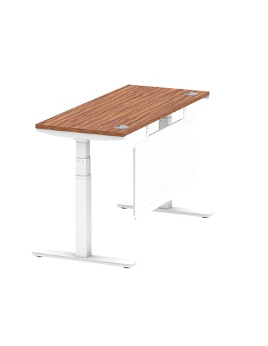 Dynamic Air Modesty 1400 x 600mm Height Adjustable Office Desk Walnut Top Cable Ports Modesty Panel HA01386