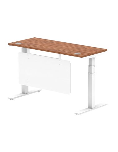 Dynamic Air Modesty 1400 x 600mm Height Adjustable Office Desk Walnut Top Cable Ports Modesty Panel HA01386