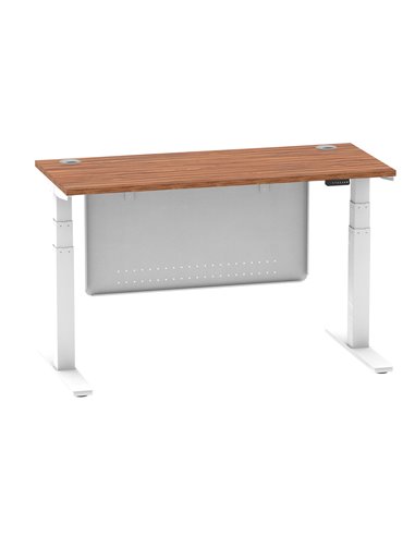 Dynamic Air Modesty 1400 x 600mm Height Adjustable Office Desk Walnut Top Cable Ports Modesty Panel HA01386