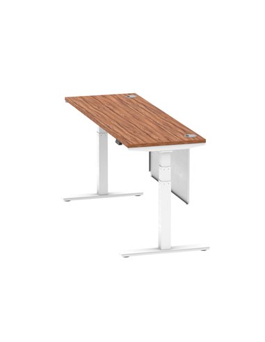 Dynamic Air Modesty 1800 x 600mm Height Adjustable Office Desk Walnut Top Cable Ports Modesty Panel HA01388