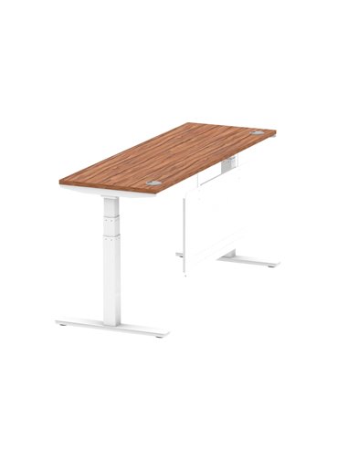 Dynamic Air Modesty 1800 x 600mm Height Adjustable Office Desk Walnut Top Cable Ports Modesty Panel HA01388