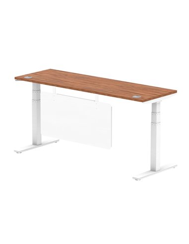Dynamic Air Modesty 1800 x 600mm Height Adjustable Office Desk Walnut Top Cable Ports Modesty Panel HA01388