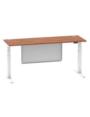 Dynamic Air Modesty 1800 x 600mm Height Adjustable Office Desk Walnut Top Cable Ports Modesty Panel HA01388