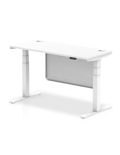 Dynamic Air Modesty 1400 x 600mm Height Adjustable Office Desk White Top Cable Ports Modesty Panel HA01390