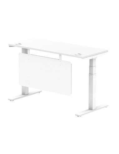 Dynamic Air Modesty 1400 x 600mm Height Adjustable Office Desk White Top Cable Ports Modesty Panel HA01390