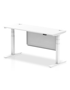 Dynamic Air Modesty 1600 x 600mm Height Adjustable Office Desk White Top Cable Ports Modesty Panel HA01391