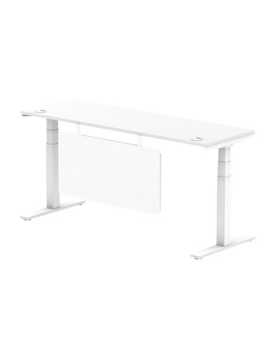 Dynamic Air Modesty 1800 x 600mm Height Adjustable Office Desk White Top Cable Ports Modesty Panel HA01392