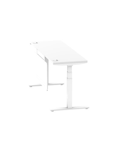 Dynamic Air Modesty 1800 x 600mm Height Adjustable Office Desk White Top Cable Ports Modesty Panel HA01392