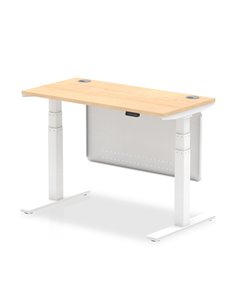 Dynamic Air Modesty 1200 x 600mm Height Adjustable Office Desk Maple Top Cable Ports Modesty Panel HA01393