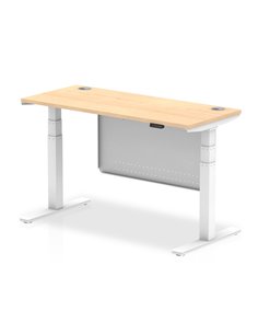 Dynamic Air Modesty 1400 x 600mm Height Adjustable Office Desk Maple Top Cable Ports Modesty Panel HA01394