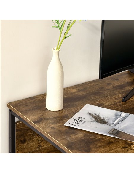HOMCOM Home Compact Small Computer Desk Writing Study Table Office PC Workstation Gaming Studying with Storage Shelf, Rustic Bro - pic 7806 | FastDaddyshop