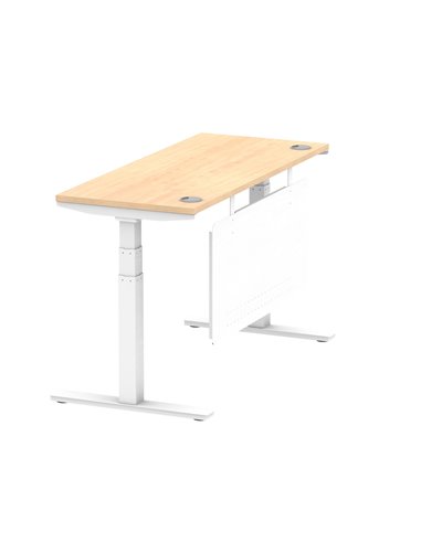 Dynamic Air Modesty 1400 x 600mm Height Adjustable Office Desk Maple Top Cable Ports Modesty Panel HA01394