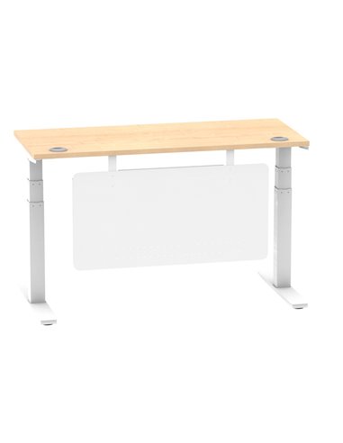 Dynamic Air Modesty 1400 x 600mm Height Adjustable Office Desk Maple Top Cable Ports Modesty Panel HA01394