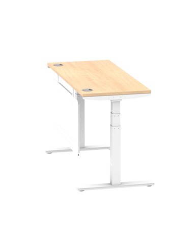 Dynamic Air Modesty 1400 x 600mm Height Adjustable Office Desk Maple Top Cable Ports Modesty Panel HA01394