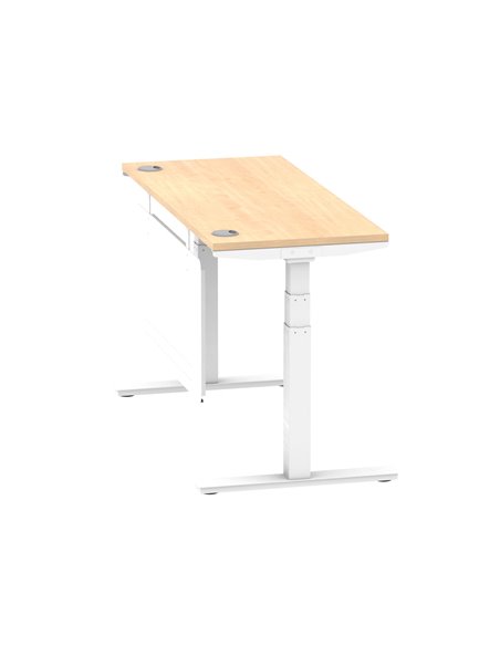 Dynamic Air Modesty 1400 x 600mm Height Adjustable Office Desk Maple Top Cable Ports Modesty Panel HA01394 - pic 78064 | FastDaddyshop